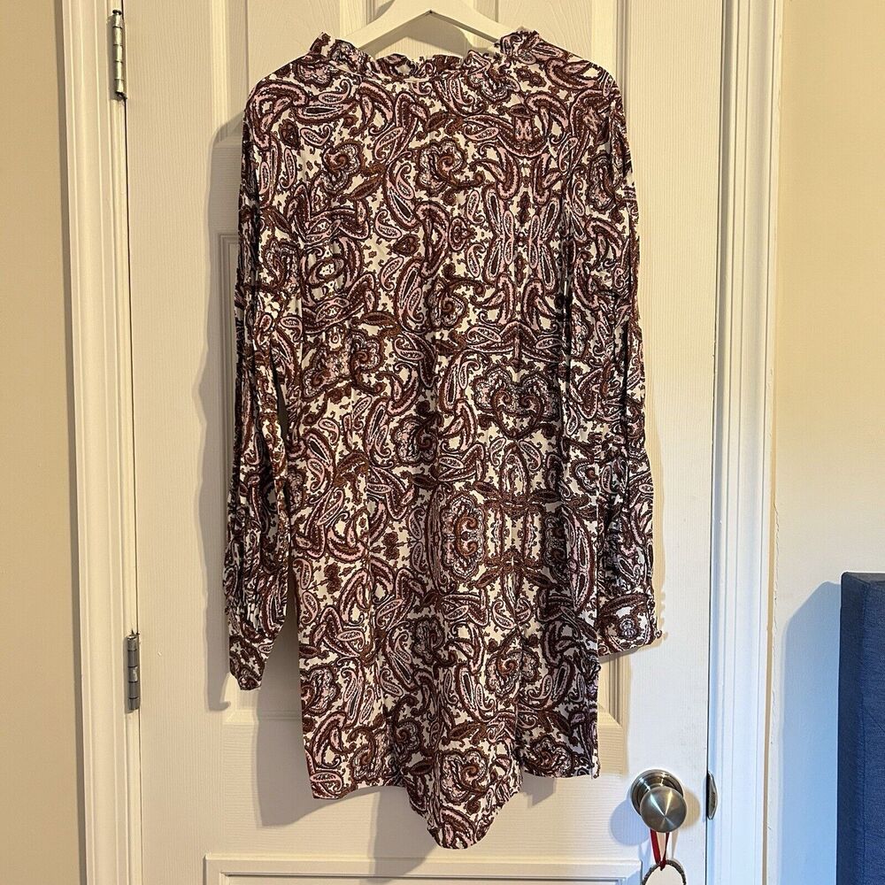 For Love and Lemons Romy Dress Paisley Brown Pink White Ruffle Long Sleeve Mini - Picture 11 of 12